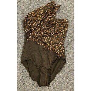 NWT Magicsuit Bathing Suit Swim One Piece Shoulder Underwire Black Brown 16 New